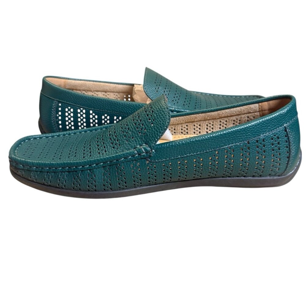 Montique Men's Green Weave Pattern Fashion Loafers Shoes Size 9.5  S22 - Picture 2 of 5